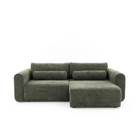 ECKSOFA MOTION mit Schlaffunktion 130x200 Webstoff Grün - Schwarz/Grün, Holz/Textil (250/120cm) - Muffo