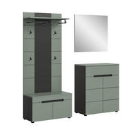GARDEROBE Nova (B/H/T: ca. 175/190/37 cm) 4 tlg. in Basalt grau/Smoke Green - Grau, Holzwerkstoff (175/190/37cm)
