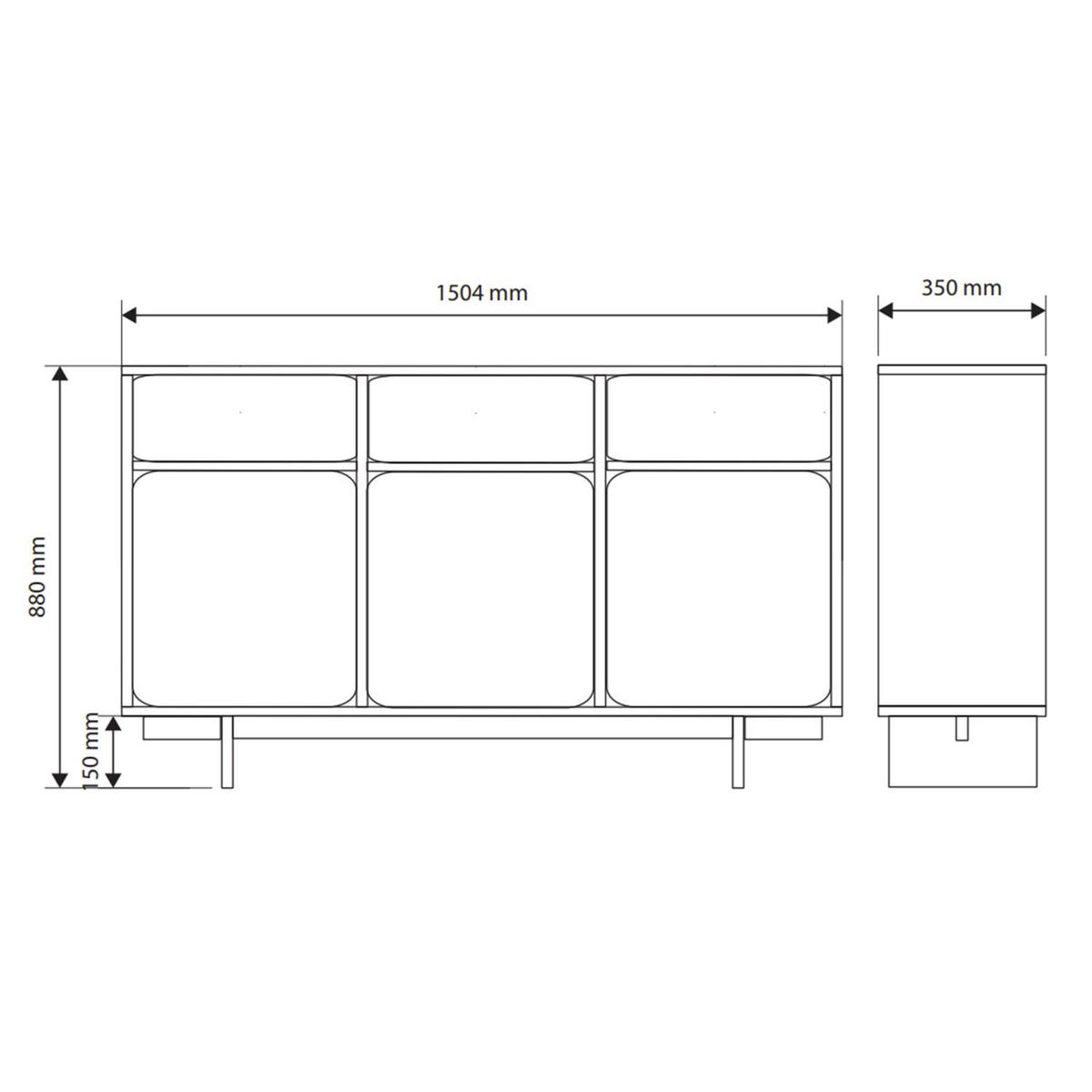 SIDEBOARD Wuwu Greige 150 cm - Taupe, Holzwerkstoff (150.5/88/35cm) - Selsey