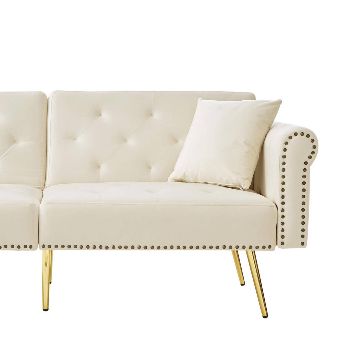 2-SITZER 147/85 cm Beige aus Samt mit verstellbarer Rückenlehne - Beige, Kunststoff (75/70/173cm) - OKMYHOME