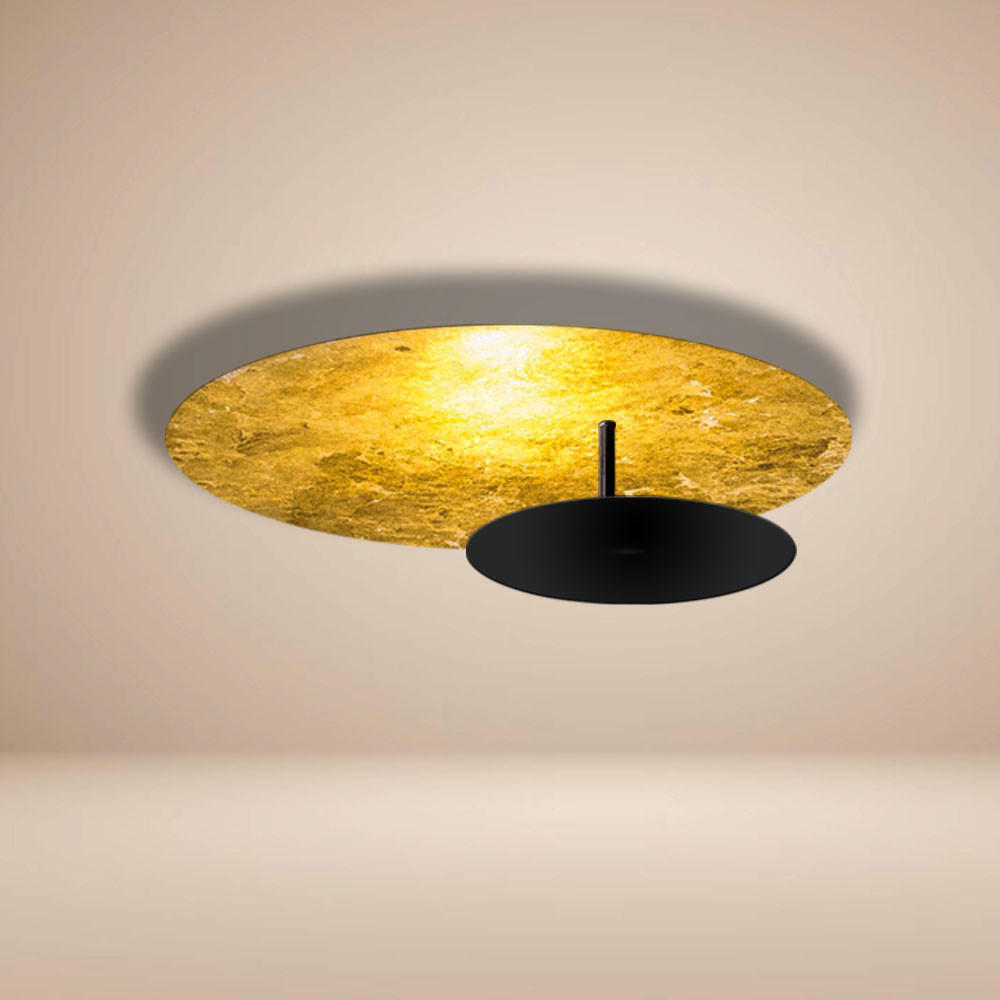 LED-WAND-/DECKENLAMPE Plate Blattgold Ø 45cm - Goldfarben, Metall (45/45/10cm) - s.luce