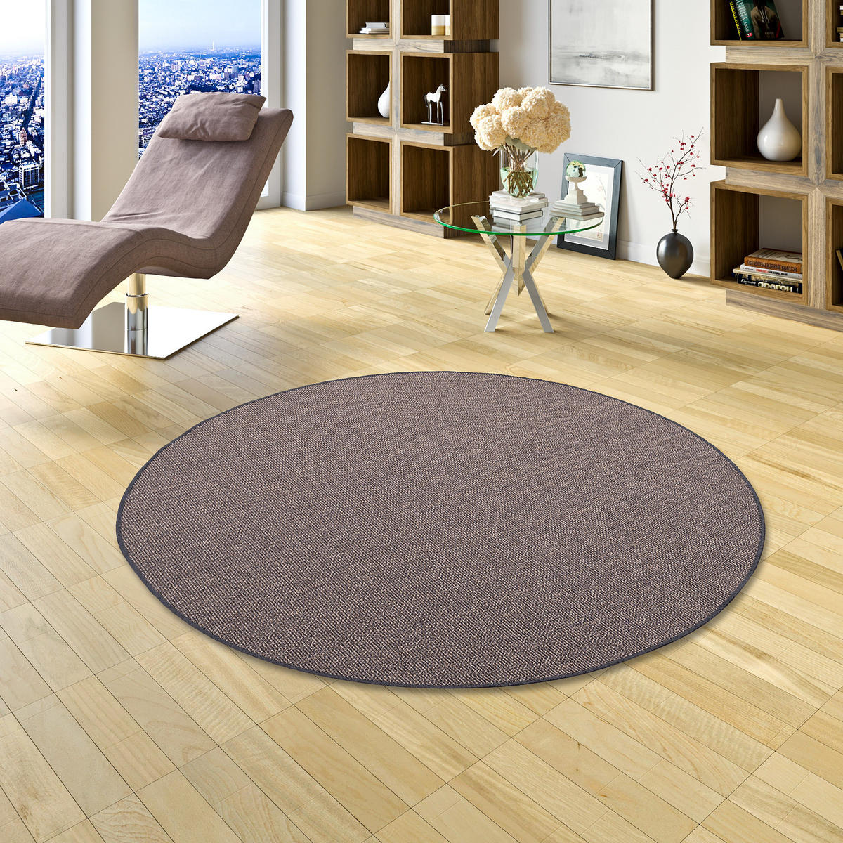 SISAL NATUR TEPPICH RUND - Graphitfarben, Textil (160/160cm) - Snapstyle