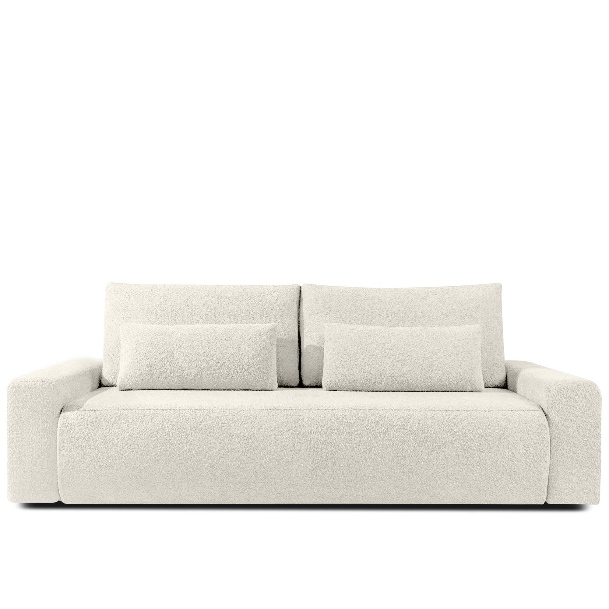 3-SITZER SCHLAFSOFA MOLLIS, Bouclé, Weiß - Weiß, Holz/Holzwerkstoff (250/93/108cm) - KONSIMO®