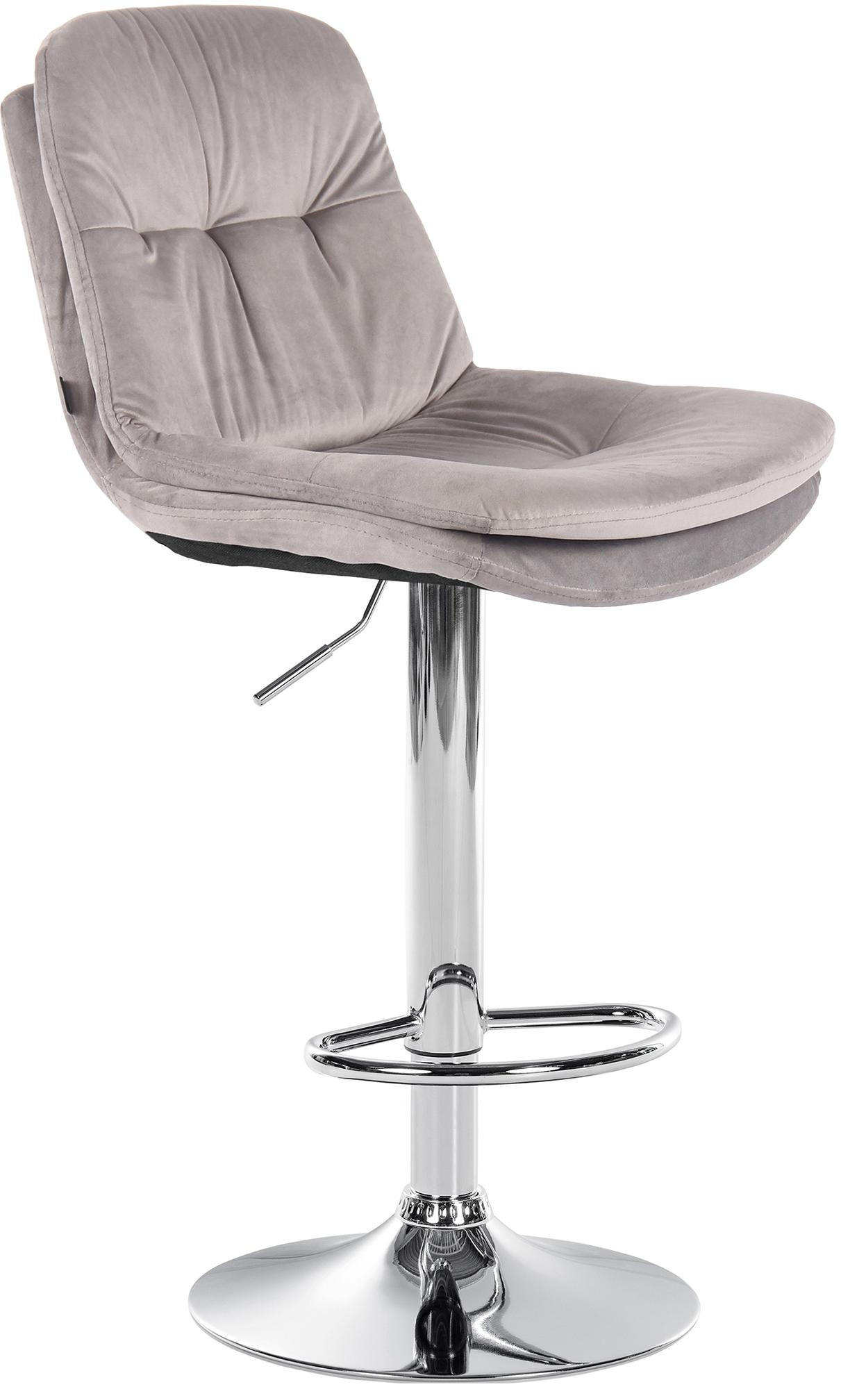 BARHOCKER Samt grau - Schwarz/Grau, Textil (46/94/54cm) - CLP