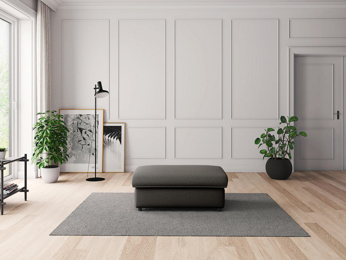 POLSTERHOCKER - Anthrazit/Schwarz, Kunststoff/Textil (100/44/60cm) - home24