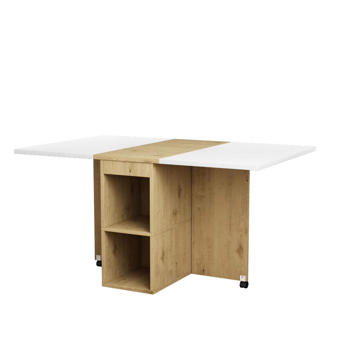 TISCHGRUPPE für 4 Personen klappbar und ausziehbar in Weiß/Eiche - Weiß, Holzwerkstoff (80/75/120cm) - BEAOK