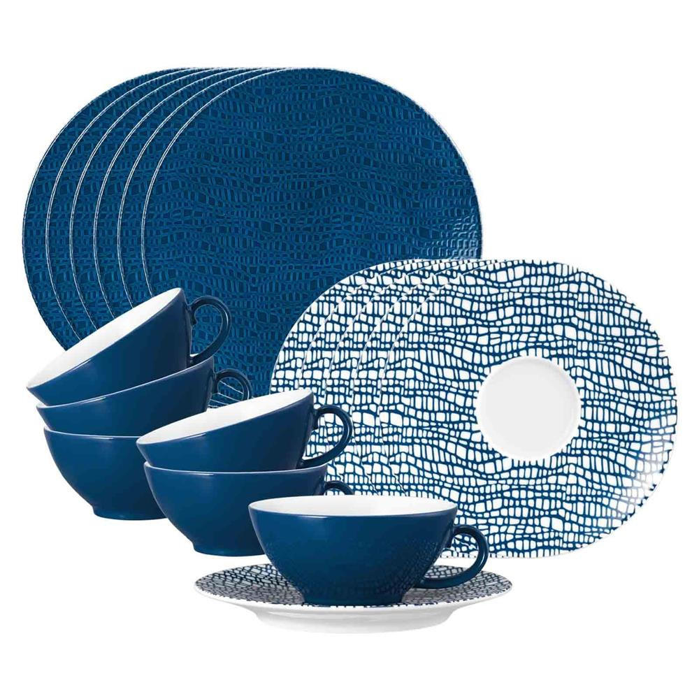 TEESERVICE Life Fashion Classic Blue 18er Set - Blau, Keramik (2/2/2cm) - Seltmann Weiden