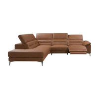 ECKSOFA Tucano Echtleder mit 1 x Relaxfunktion Cognacbraun - Cognac, Leder/Metall (232/258cm)