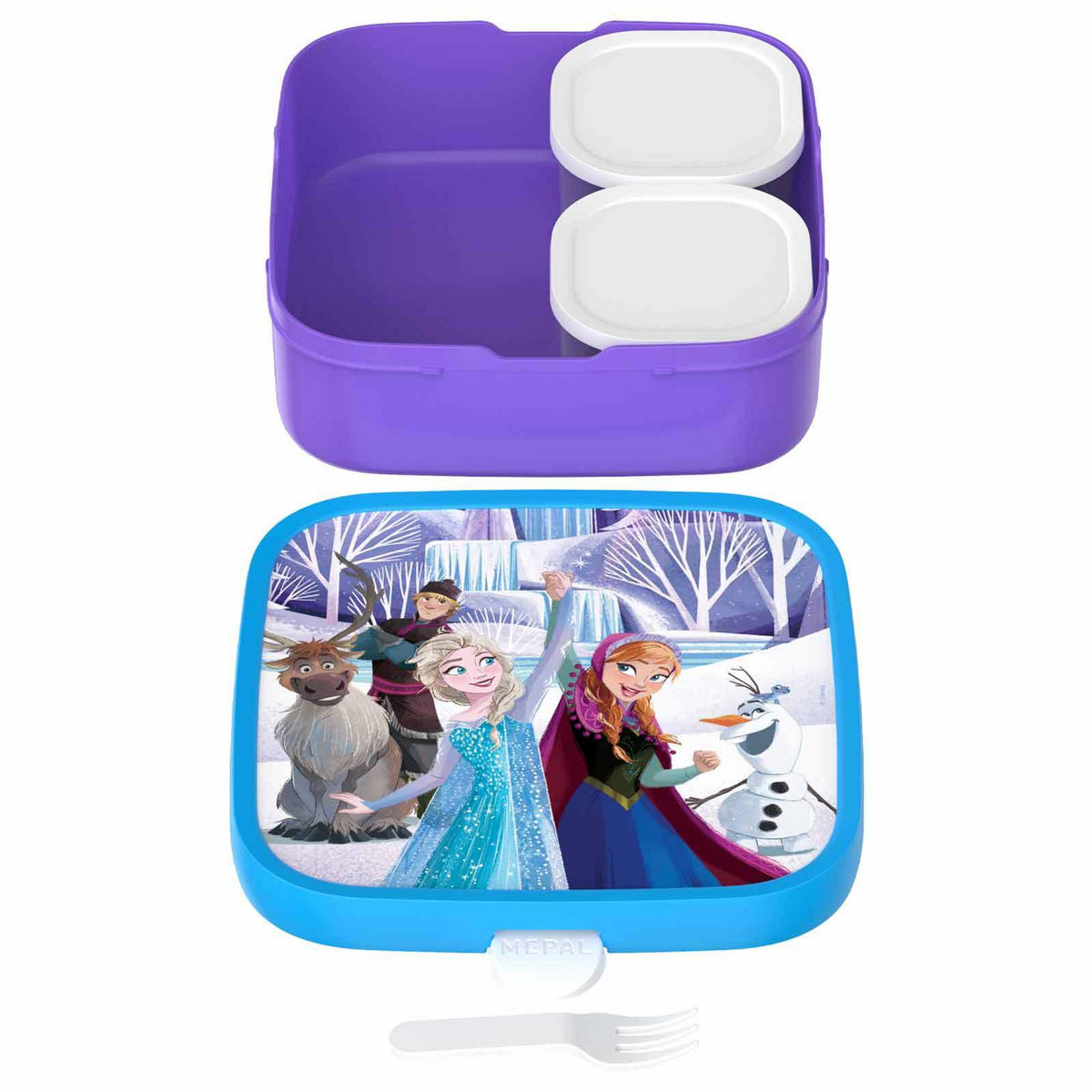 BROTDOSE XL Campus (2026) Frozen Friends 18,4 x 18,2 x 6,5 cm - Blau/Lila, Kunststoff (18.2/6.5/18.4cm) - Mepal