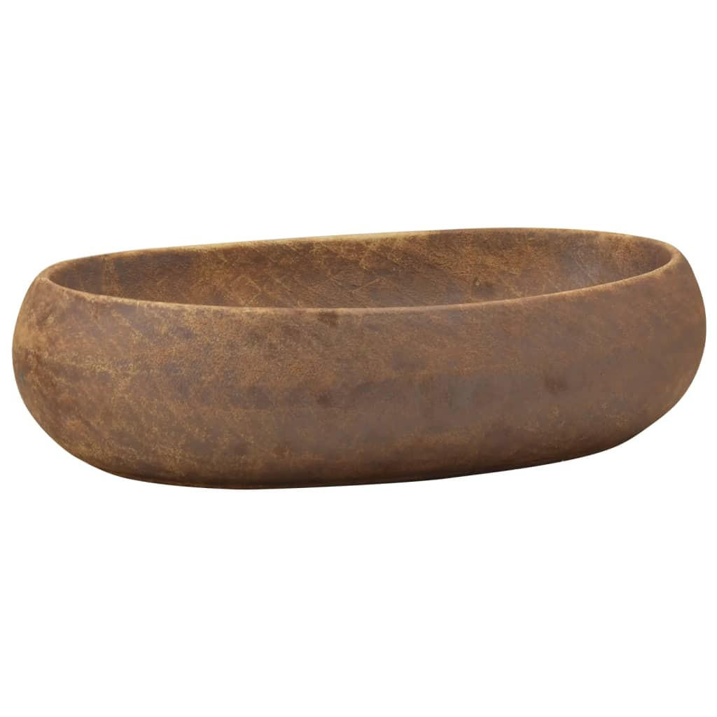 AUFSATZWASCHBECKEN Braun Oval 59/40/15 Cm Keramik - Braun, Keramik (40/15/59cm) - vidaXL