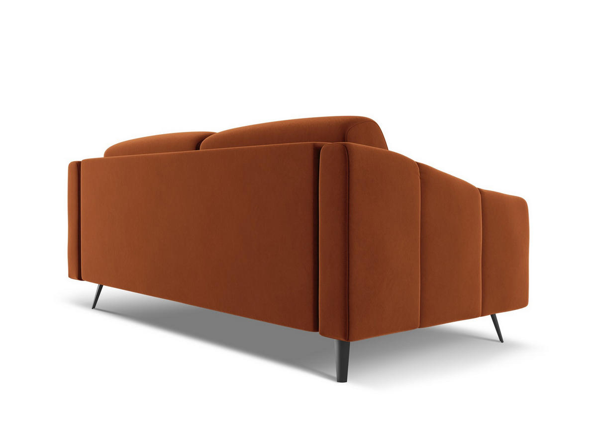 3-SITZER SOFA Samt Stoff Orange - Terra cotta/Schwarz, Textil/Metall (202/80/95cm) - Makamii