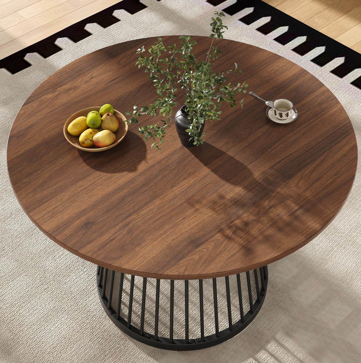 JEDÁLENSKÝ stôl 80/80/76 cm, MDF/kov, čierny/orechový - hnedá, kompozitné drevo (80/80/76cm) - BEAOK