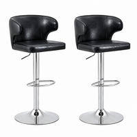 BARHOCKER 2er-Set höhenverstellbar drehbar Schwarz PU - Schwarz, Metall (45/110/49.72cm) - Meubliv