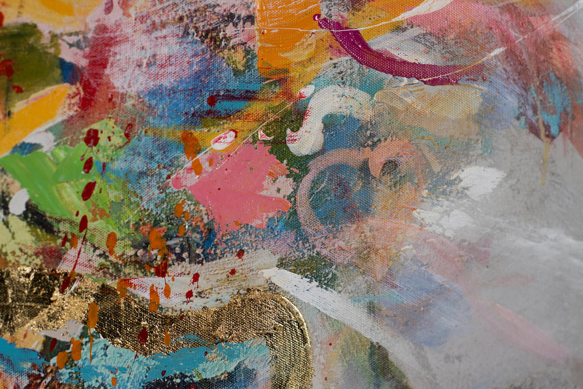 ACRYLBILD HANDGEMALT 80/80 cm - Multicolor/Grau, Holz/Textil (80/80cm) - KUNSTLOFT