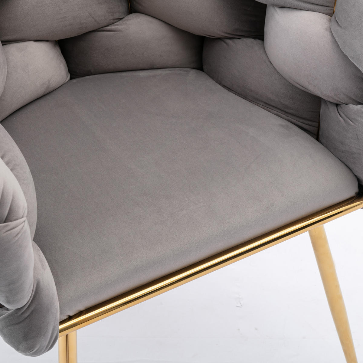 SESSEL Samt Grau mit Metallgestell für Schlafzimmer, Wohnzimmer, Esszimmer - Grau, Textil/Metall (73/75/56cm) - WISHDOR