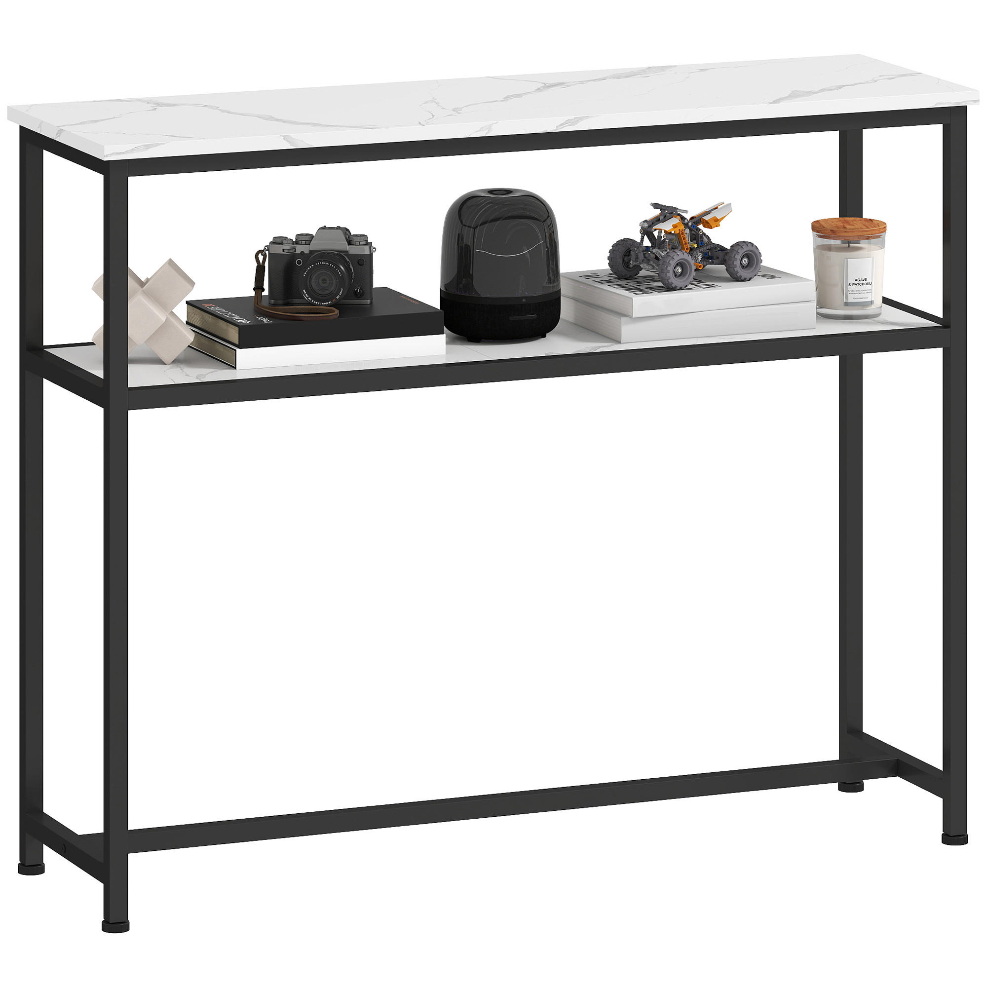 KONSOLENTISCH Weiß Melamin in Holzoptik Metall 1 Stück - Weiß, Metall (100/30/81cm) - GiPP