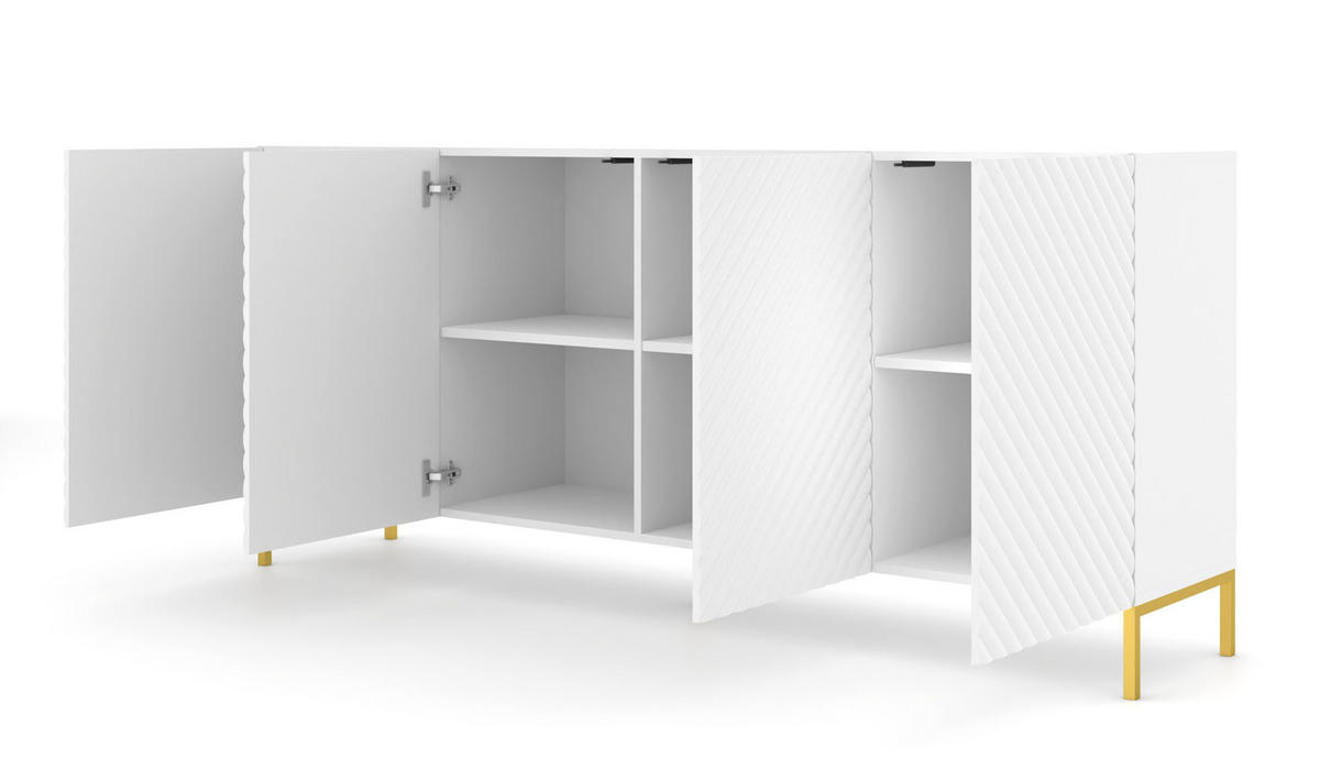 KOMMODE Weiß, Gold 200/87/42 - Weiß, Holzwerkstoff (200/87/42cm) - RAUMHIRSCH FURNITURE
