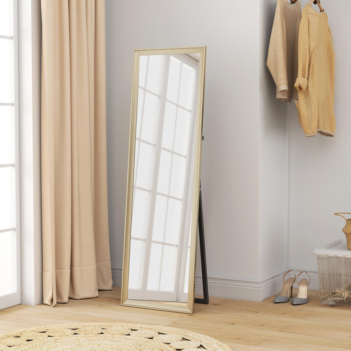 STANDSPIEGEL DE-09742 flexibel platzierbar, 160 x 50 cm Goldton - Goldfarben, Glas (50/160/4cm) - ComfortXL