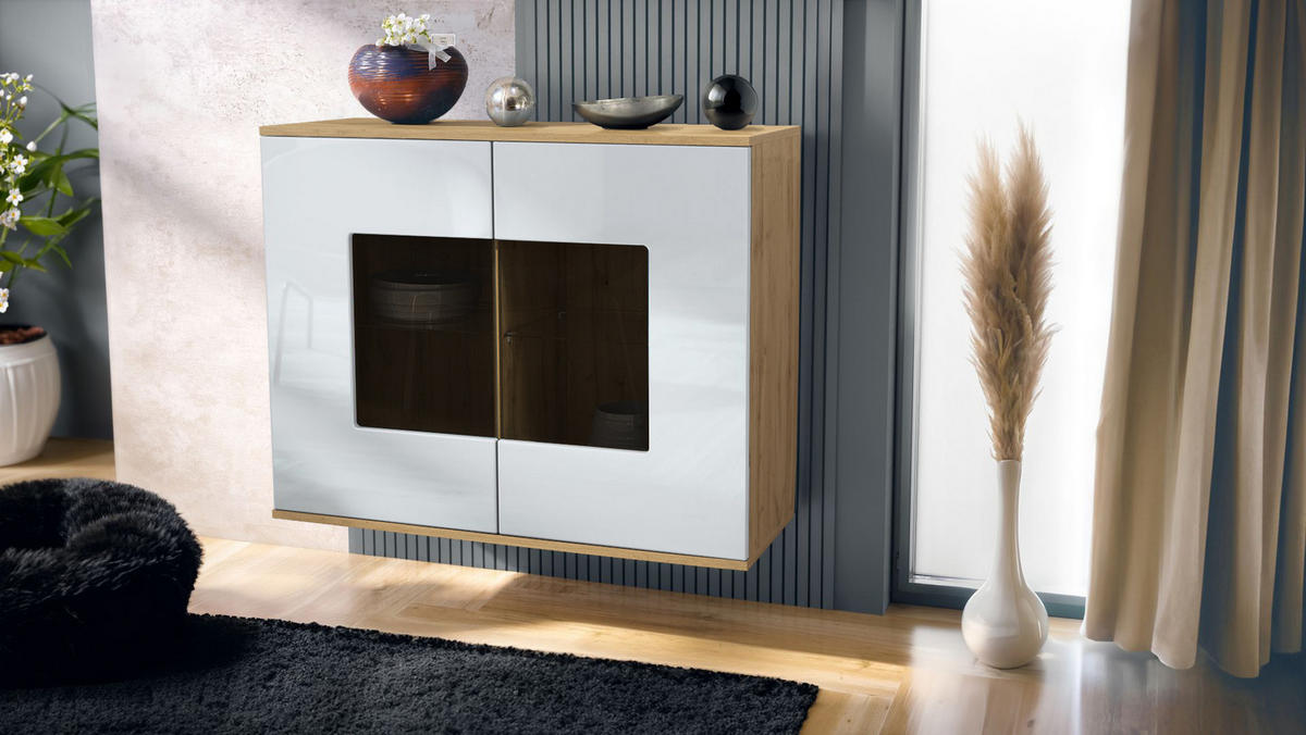 KOMMODE Grömitz Weiß Hochglanz - Weiß Hochglanz, Holzwerkstoff (92.5/73.5/35cm) - Vladon