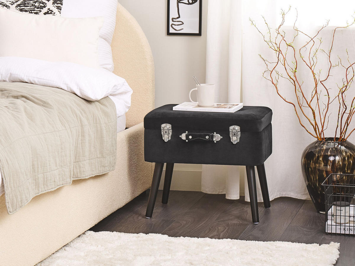HOCKER Mallard 36/52/46 cm - Schwarz, Textil (52/46/36cm) - Beliani