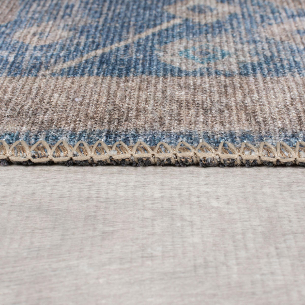 TEPPICH waschbar Vintage Floral, Orientalisch, Wohnzimmer schmutzabweisend Blau Rechteckig 190x290 - Blau, Textil (190/290cm) - KADIMA DESIGN