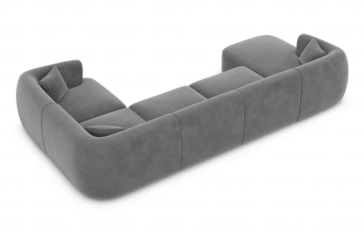 WOHNLANDSCHAFT Azura Dunkelgrau Samtstoff - Dunkelgrau, Kunststoff (325/78/177cm)