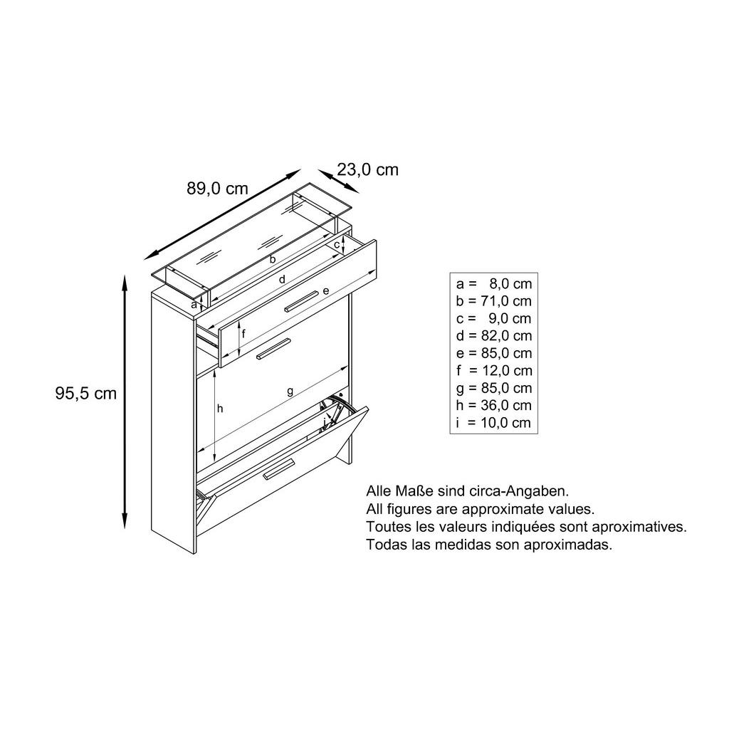 Thumbnail - Vladon Schuhschrank, Grau, Holzwerkstoff, 89x96x23 cm, Garderobe, Schuhaufbewahrung, Schuhschränke
