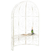 HALBPAVILLON mit Sitzbank Boston Metall Antik-creme Gartenbank - Beige, Metall (120/178/58cm) - DELUKE