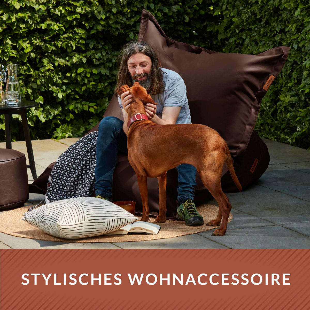 INDOOR RIESEN SITZSACK XXL Kunstleder - Dunkelbraun, Textil (140/25/180cm) - Green Bean