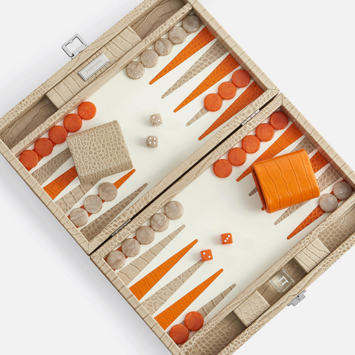 BACKGAMMON – Mittel BACKGAMMON Leder Sandbeige 38cm - Beige, Leder (38/24cm) - Premium Interiors