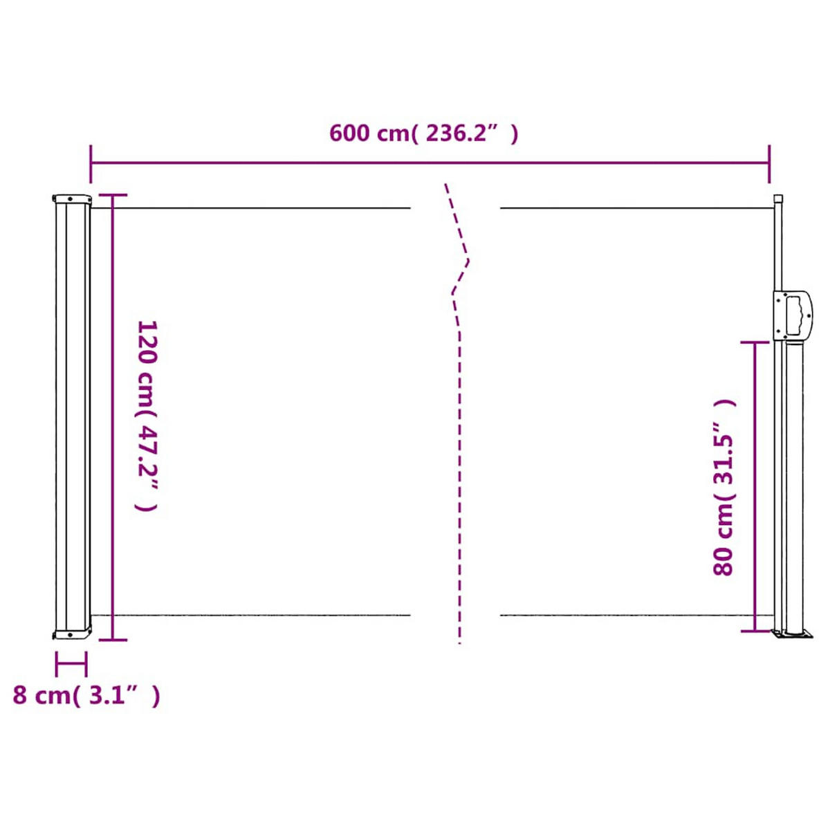 SEITENMARKISE Ausziehbare Anthrazit 120/600 Cm - Anthrazit, Textil (120/600cm) - vidaXL