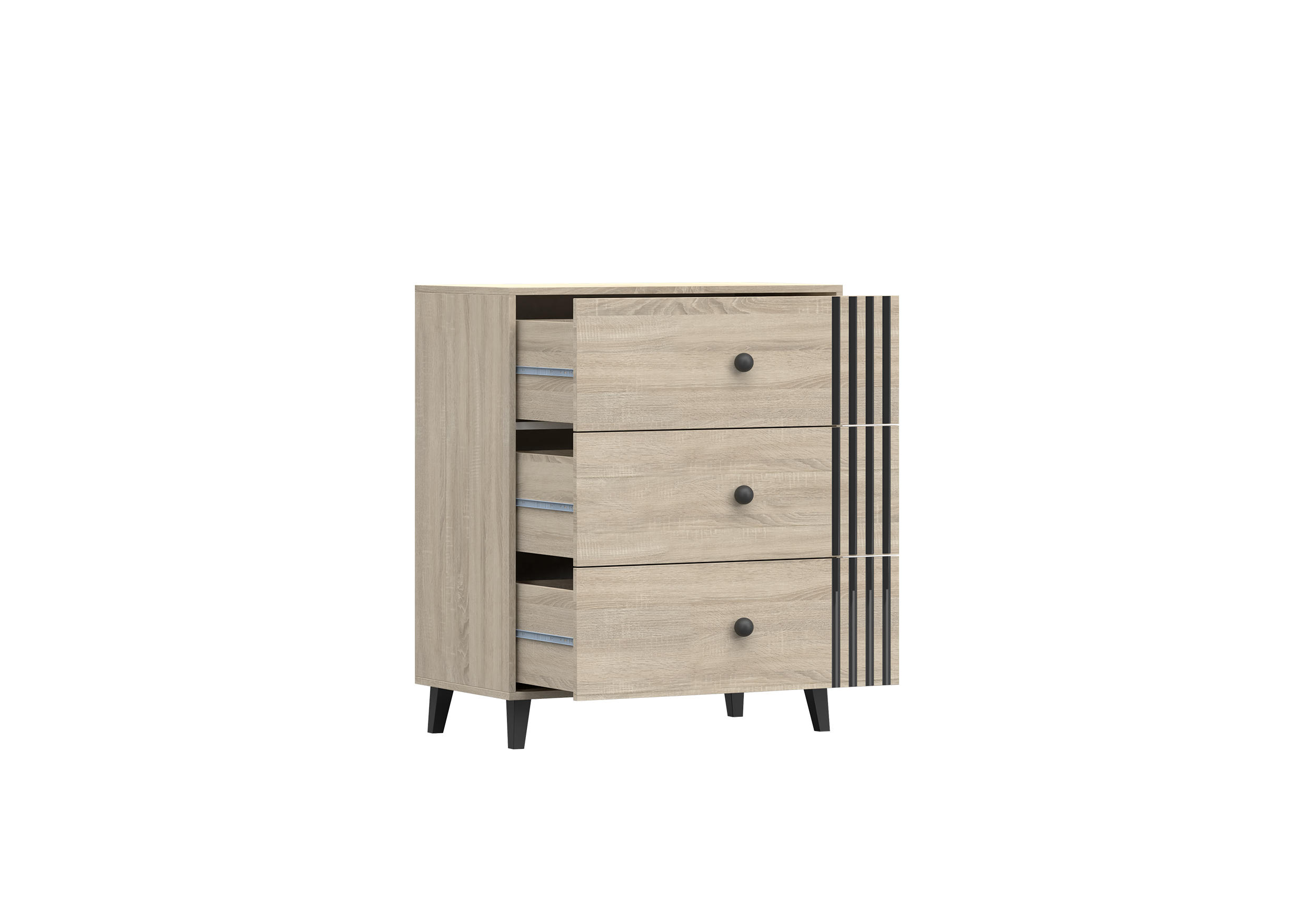 KOMMODE FORTEN 3S - Sonoma Eiche, Holzwerkstoff (80/96/45cm) - Möblo