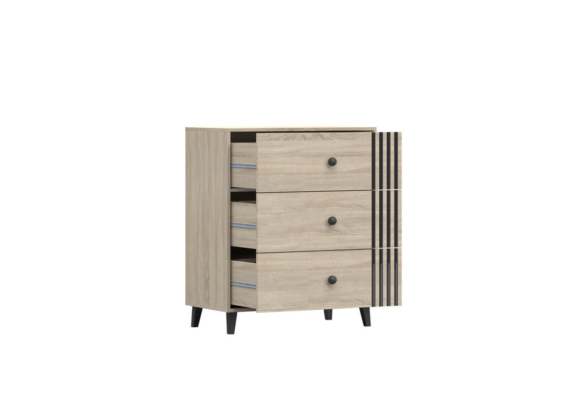 KOMMODE FORTEN 3S - Sonoma Eiche, Holzwerkstoff (80/96/45cm) - Möblo