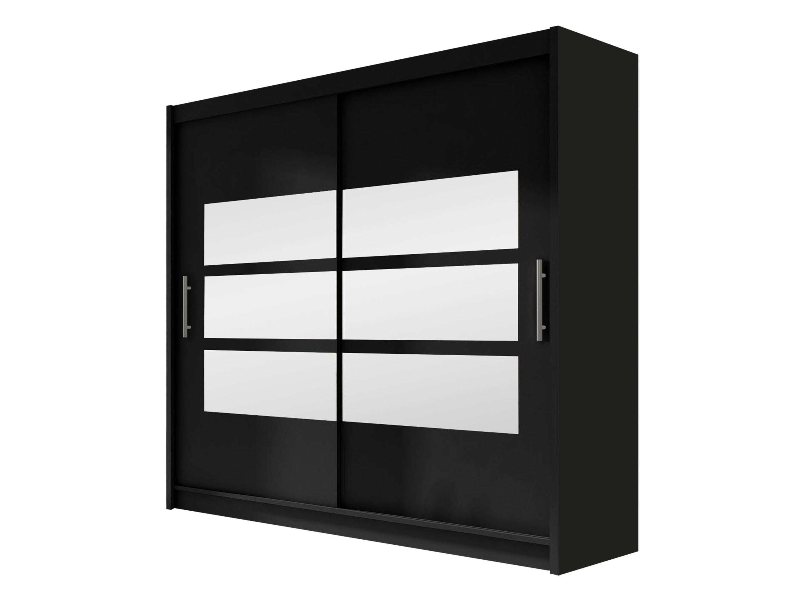 KLEIDERSCHRANK London III 180 - Silberfarben/Schwarz, Holzwerkstoff/Kunststoff (180/215/58cm) - MIRJAN24