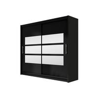 KLEIDERSCHRANK London III 180 - Silberfarben/Schwarz, Holzwerkstoff/Kunststoff (180/215/58cm) - MIRJAN24