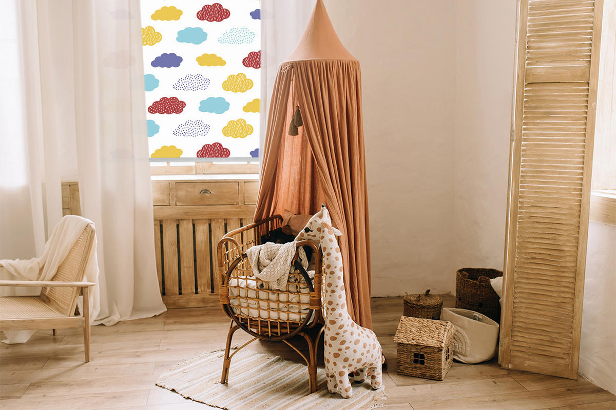 VNÚTORNÁ roleta - okenná roleta - roleta - 80x180 cm - Farebné oblaky - žltá, plast (80/180/0.5cm) - TULUP