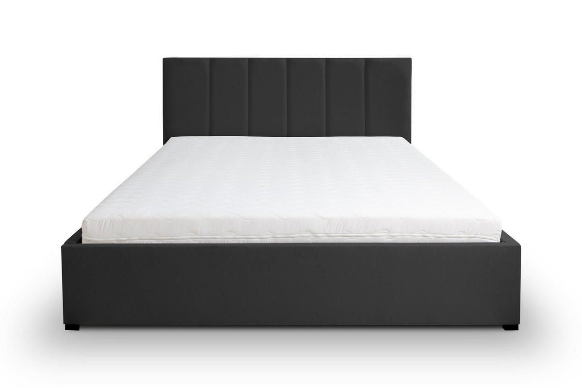 POLSTERBETT LISA mit Kopfteil, 160 x200 cm, Doppelbett mit Bettkasten und Lattenrost aus Velourstoff, Velourstoff, Frabe: Schwarz - Schwarz, Holz/Kunststoff (160/200cm) - VENASI MÖBEL