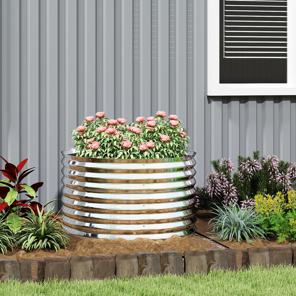 HOCHBEET aus Stahl, Pflanzbeet Frühbeet Gartenbeet stapelbar Blumenkasten - Dunkelgrau, Metall (80/56/160cm) - Outsunny