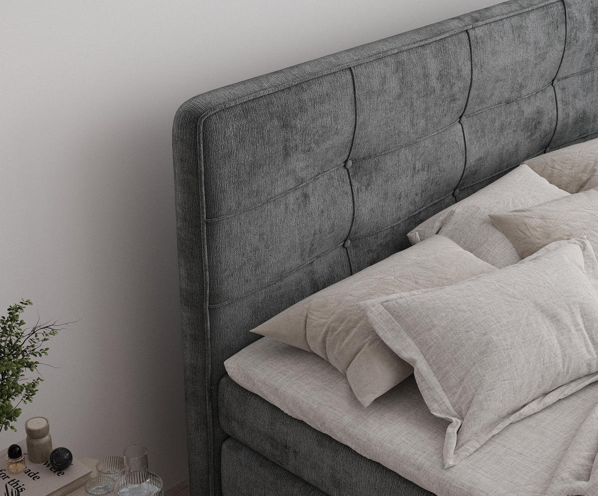 BOXSPRINGBETT Semplice Anthrazit 140/200 cm - Anthrazit/Schwarz, Holz/Holzwerkstoff (140/200cm) - Maison de Reve