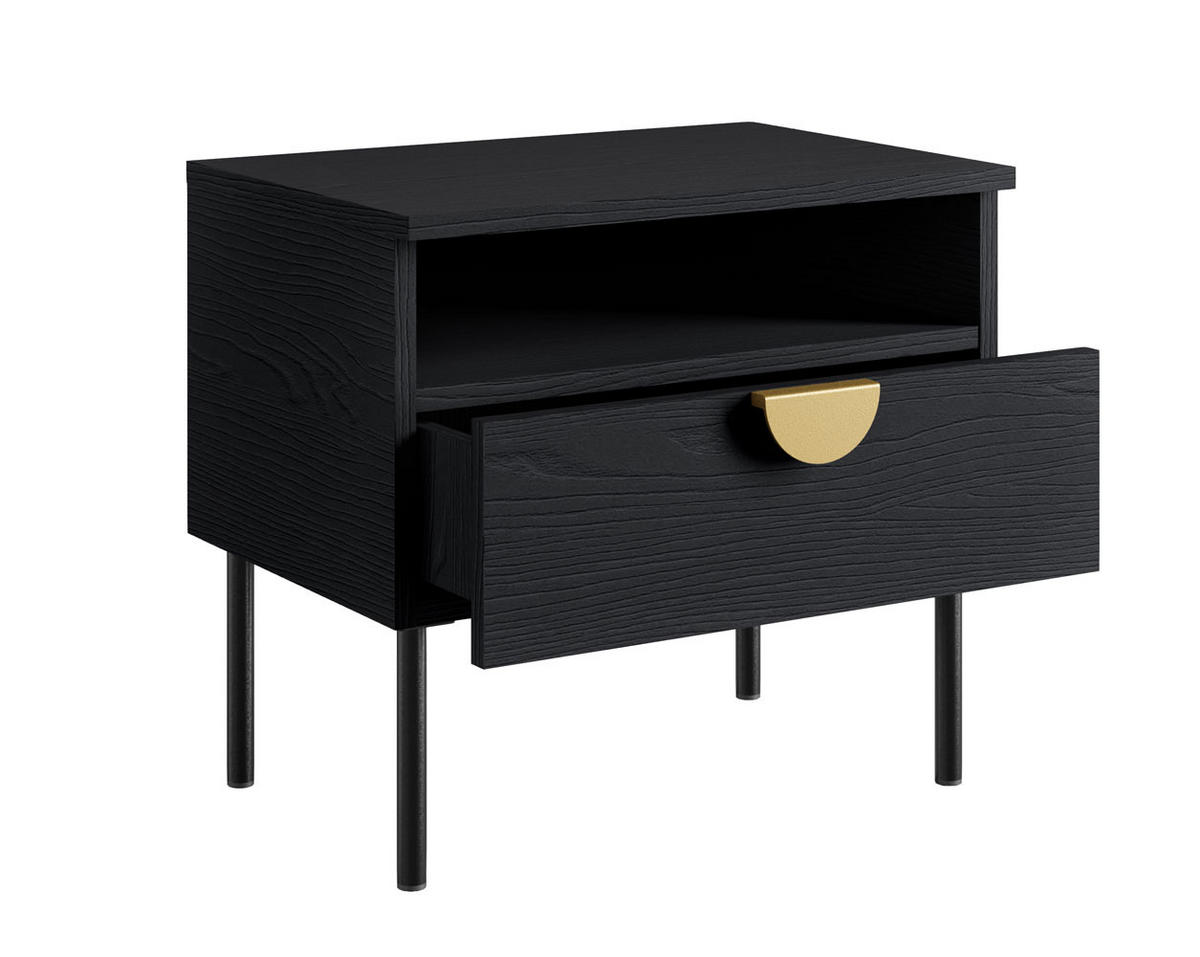 NACHTKONSOLE 2ER SET Mond anthrazit je 50 / 34,5 / 45,5cm - Anthrazit/Goldfarben, Holz/Holzwerkstoff (50/45.5/34.5cm) - Feldmann-Wohnen