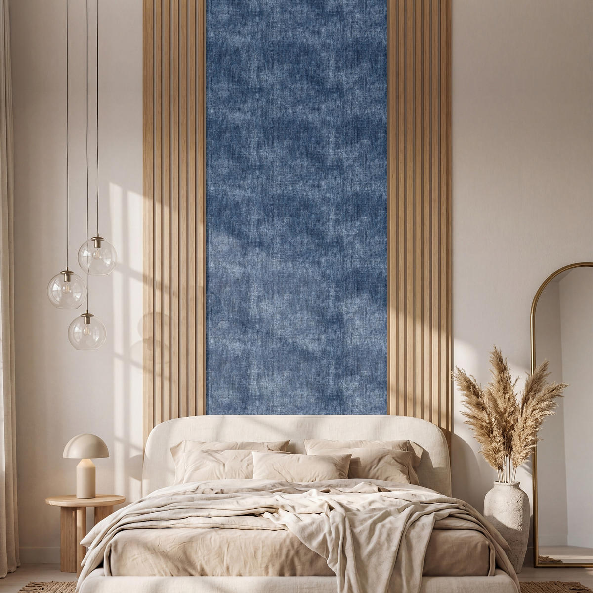 TAPETE - Leinen - Textur - Muster - Denim - Rustikal - 100x280 cm - Blau, Papier (100/280cm) - OnlyWow