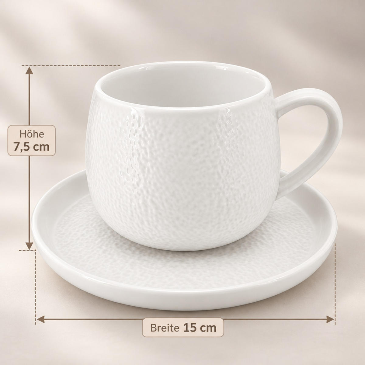 KAFFEETASSEN Set New Moon - Weiß, Naturmaterialien (11/6/7cm) - Mulex