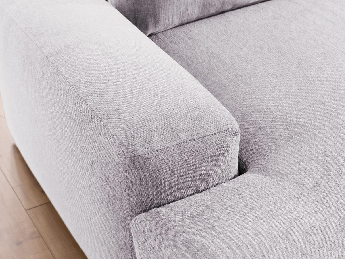ECKSOFA Lennon aus Greige Strukturstoff mit Schlaffunktion und Bettkasten - Greige/Schwarz, Holz/Kunststoff (137/264cm) - S-Style