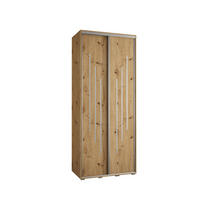 SCHWEBETÜRENSCHRANK 235,2/110/45 2-türig - Silberfarben/Eiche Artisan, Holz/Metall (110/235/45cm) - Abiks Möbel