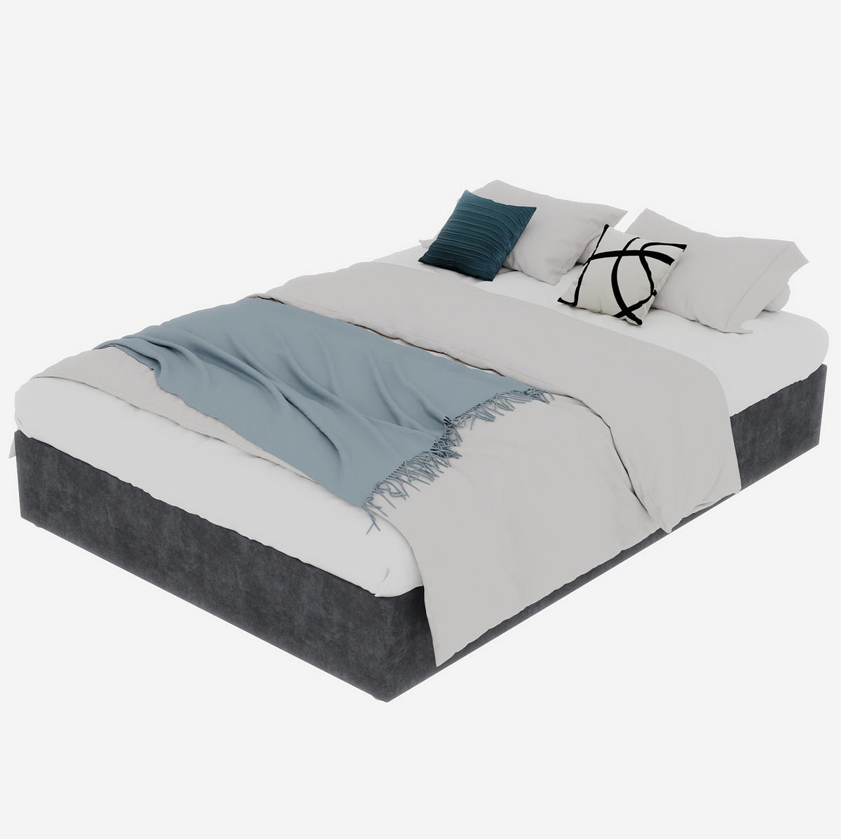 POSTEĽNÝ rám 140/200 cm sivý s plynovým zdvihom z látky a kovu - sivá, textil (140/200cm) - OKWISH