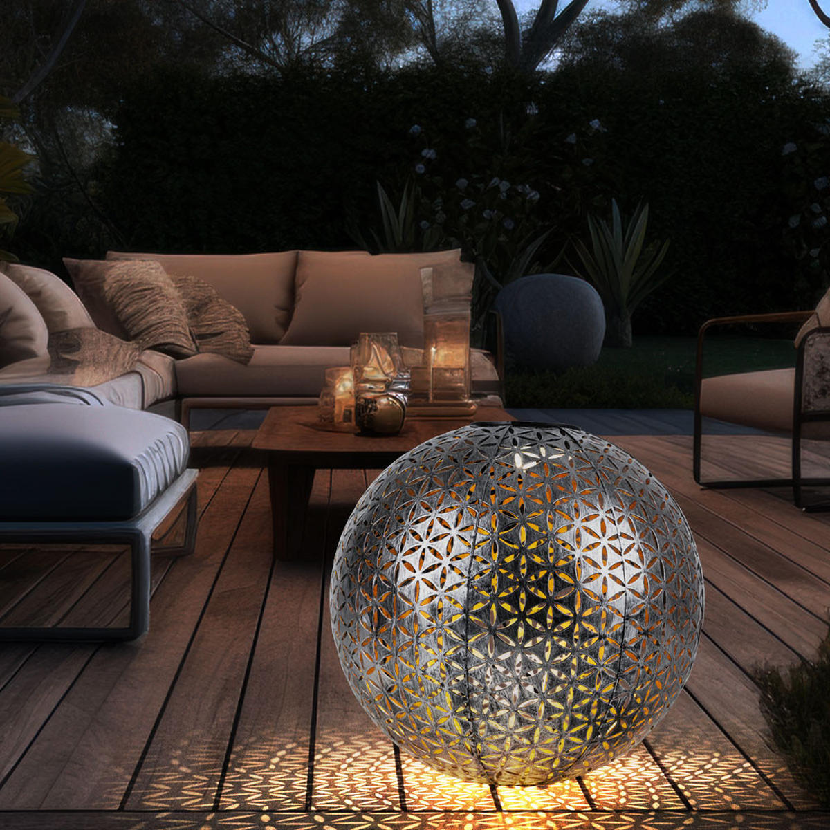 LED AUSSENLEUCHTE Kugel Silber-Grau Gold - Silberfarben, Metall (27/27/38cm) - Globo Lighting
