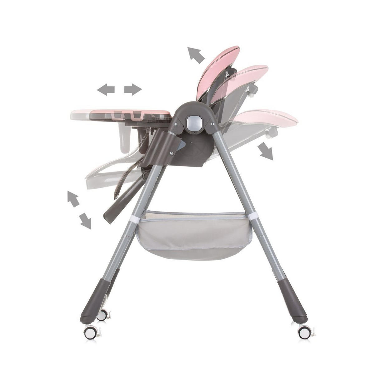 HOCHSTUHL First Spoon rosa Räder klappbar Spielbogen Gurt Fußstütze - Rosa, Kunststoff (51/110/68cm) - Chipolino