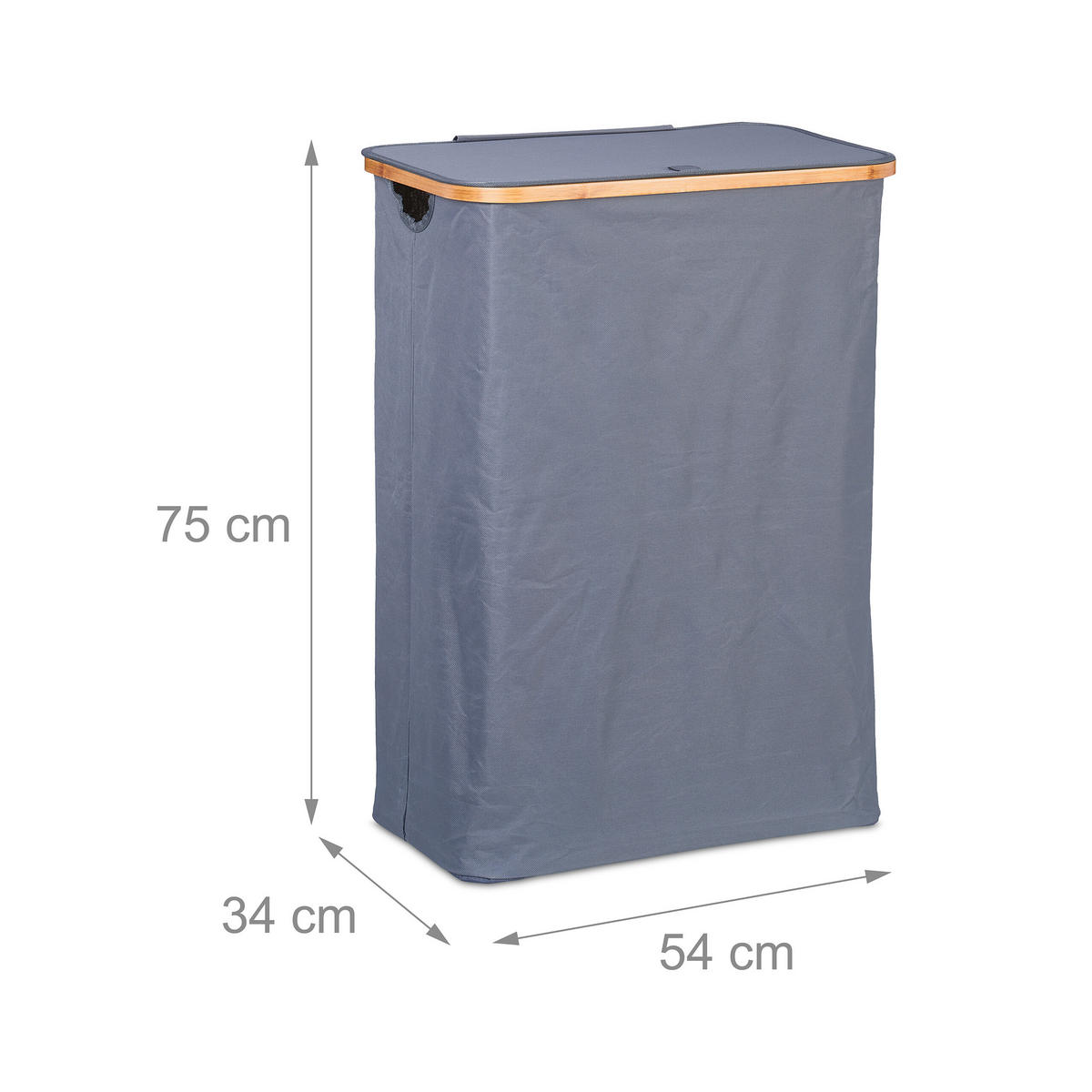 WÄSCHEKORB - Grau, Holz/Textil (54/75/34cm) - Relaxdays