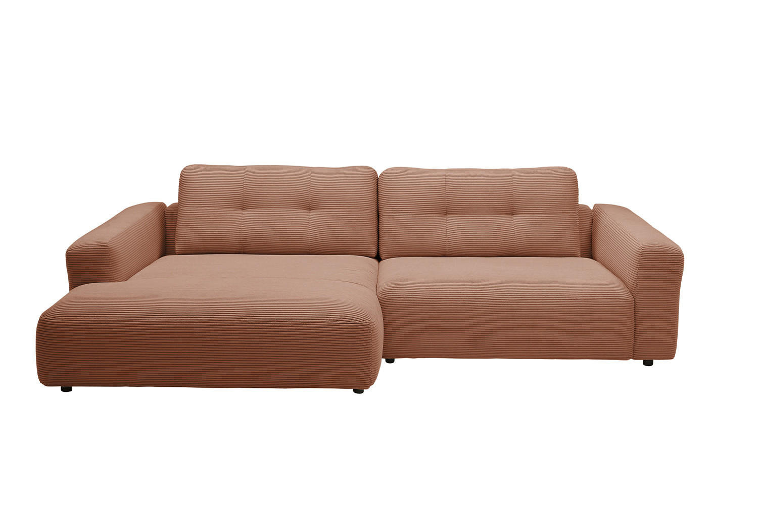 Thumbnail - Kawola Ecksofa, Braun, Schwarz, Textil, Echtholz, 3-Sitzer, Füllung: Kaltschaum, Ottomane links, L-Form, 276x167 cm, Woh...