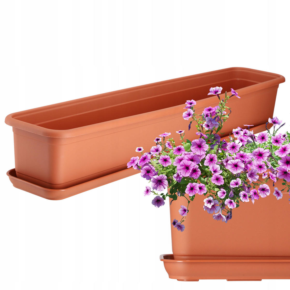 BALKONKASTEN mit Sockel 80 cm, Terrakotta - Terra cotta, Kunststoff (18/83cm) - KADAX